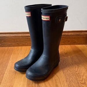 Hunter Tall Rain Boots Navy Blue Waterproof Well Loved Unisex Kids Size 2
